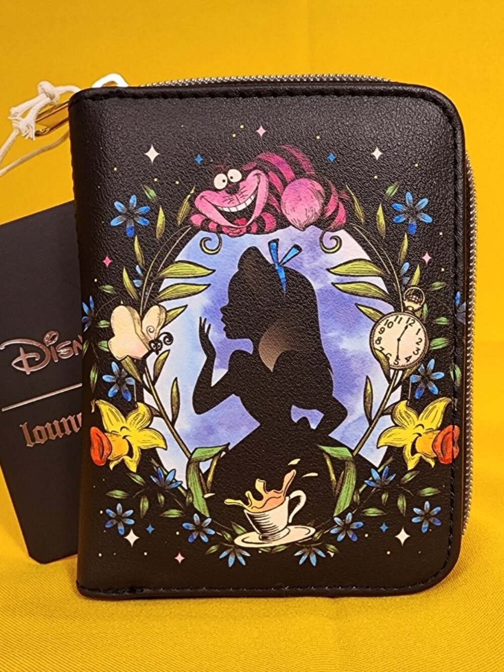 Loungefly Disney Alice In Wonderland Cameo Cheshire Cat Wildflower Zip Wallet